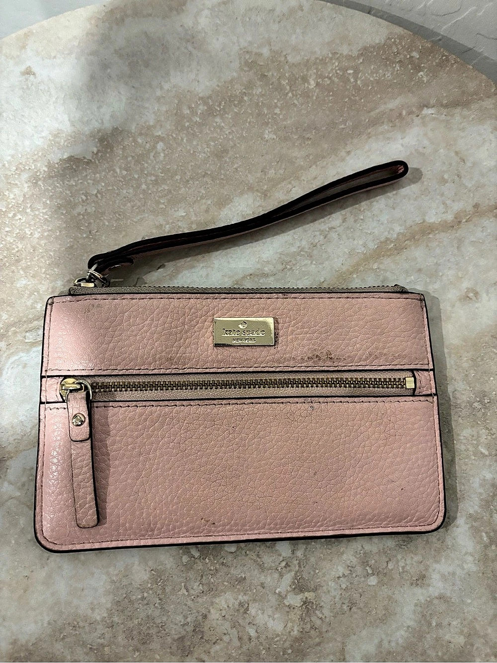 Kate Spade Pink pebbled leather Wristlet